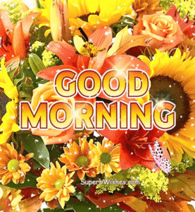 Good Morning Animated GIF With Colorful Flowers