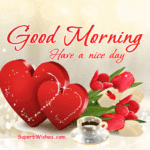 Good Morning GIF With Beautiful Red Hearts