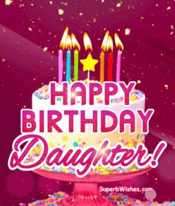 Birthday Cake With Colorful Candles GIF - Happy Birthday, Daughter!