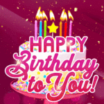 Happy Birthday Cake With Colorful Candles GIF