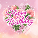 Happy Birthday Animated GIF With Pink Roses