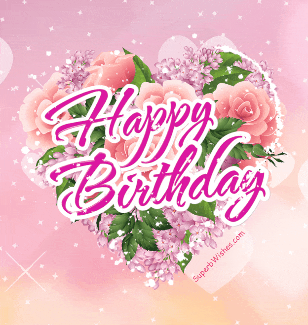 Happy Birthday Animated GIF With Pink Roses