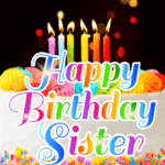 Birthday Cake With Candles GIF - Happy Birthday, Sister