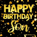 Happy Birthday, Son With Gold Heart Confetti GIF