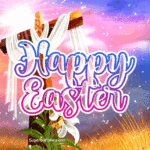 Religious Happy Easter With Wooden Cross GIF