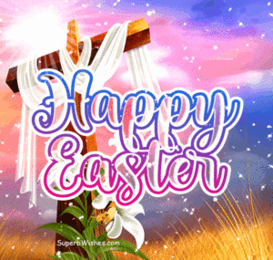 Religious Happy Easter With Wooden Cross GIF