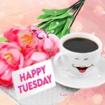 Happy Tuesday GIF With White Smiley Coffee Cup