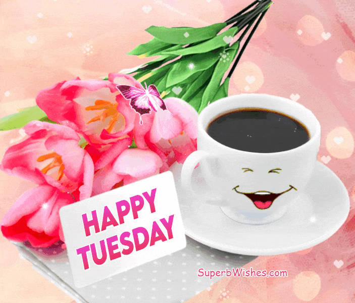 Happy Tuesday GIF With White Smiley Coffee Cup