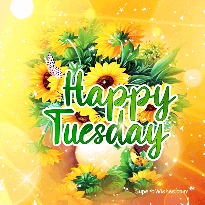 Happy Tuesday GIF With Beautiful Sunflowers