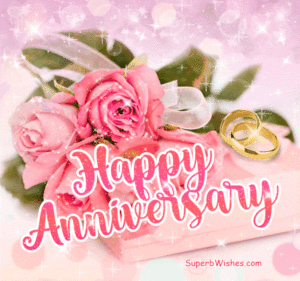 Happy Anniversary GIF With Lovely Pink Roses