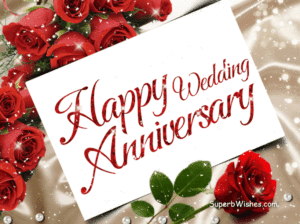 Happy Wedding Anniversary GIF With Red Roses