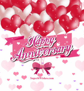 Happy Anniversary GIF With Heart-Shaped Balloons