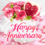 Happy Anniversary GIF With Beautiful Pink Roses