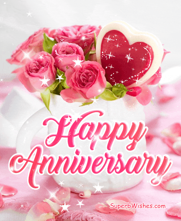 Happy Anniversary GIF With Beautiful Pink Roses