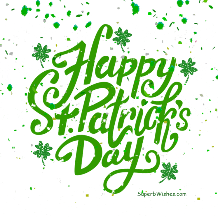Happy St. Patrick's Day Four Leaf Clover Animated GIF | SuperbWishes