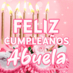 Bonito Pastel de Cumpleaños Con Decoración Rosa GIF - Feliz Cumpleaños, Abuela