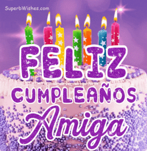 Pastel de Cumpleaños Morado Real GIF - Feliz Cumpleaños, Amiga