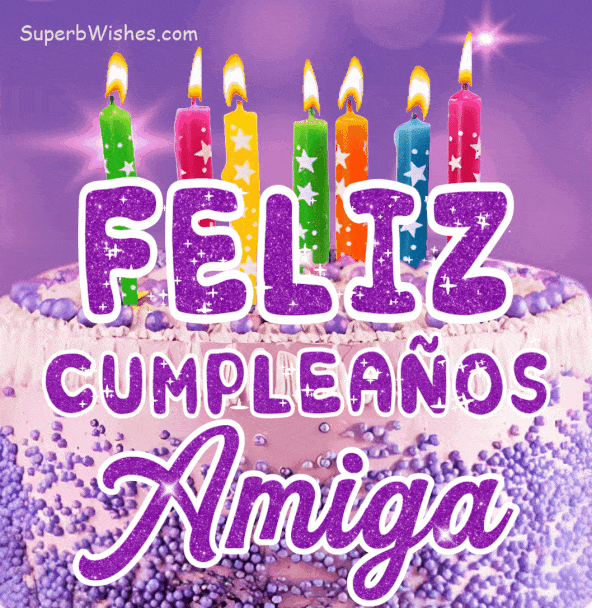 Pastel de Cumpleaños Morado Real GIF - Feliz Cumpleaños, Amiga |  SuperbWishes