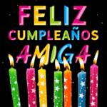 Velas de Cumpleaños En Colores Arco Iris GIF - Feliz Cumpleaños, Amiga