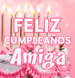 Bonito Pastel de Cumpleaños Con Decoración Rosa GIF - Feliz Cumpleaños, Amiga