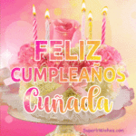 Pastel de Cumpleaños Floral Rosa GIF - Feliz Cumpleaños, Cuñada