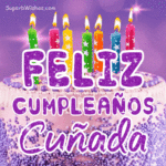 Pastel de Cumpleaños Morado Real GIF - Feliz Cumpleaños, Cuñada