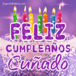 Pastel de Cumpleaños Morado Real GIF - Feliz Cumpleaños, Cuñado