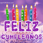 Pastel Morado Real Con Velas de Colores GIF