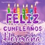 Pastel de Cumpleaños Morado Real GIF - Feliz Cumpleaños, Hermana