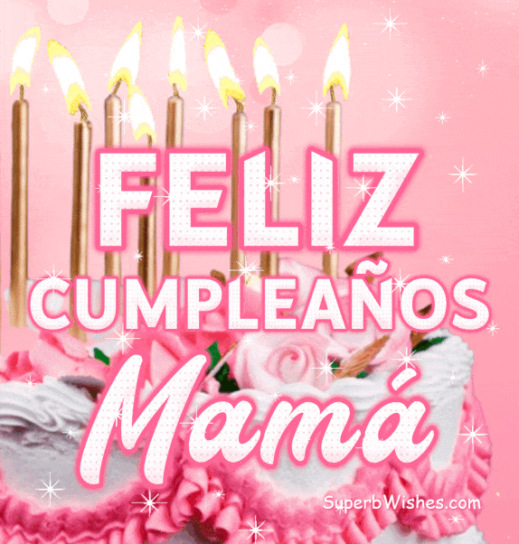 Bonito Pastel de Cumpleaños Con Decoración Rosa GIF - Feliz Cumpleaños, Mamá