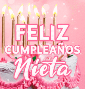 Bonito Pastel de Cumpleaños Con Decoración Rosa GIF - Feliz Cumpleaños, Nieta