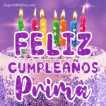 Pastel de Cumpleaños Morado Real GIF - Feliz Cumpleaños, Prima