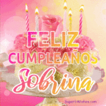 Pastel de Cumpleaños Floral Rosa GIF - Feliz Cumpleaños, Sobrina