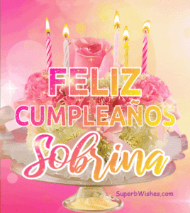 Pastel de Cumpleaños Floral Rosa GIF - Feliz Cumpleaños, Sobrina
