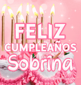 Bonito Pastel de Cumpleaños Con Decoración Rosa GIF - Feliz Cumpleaños, Sobrina
