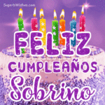 Pastel de Cumpleaños Morado Real GIF - Feliz Cumpleaños, Sobrino