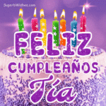 Pastel de Cumpleaños Morado Real GIF - Feliz Cumpleaños, Tía