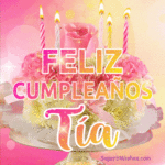 Pastel de Cumpleaños Floral Rosa GIF - Feliz Cumpleaños, Tía