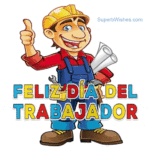 Feliz Día del Trabajador GIF Con Una Animación de Trabajador de Construcción