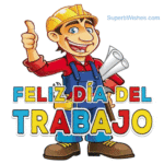 Feliz Día del Trabajo GIF Con Una Animación de Trabajador de Construcción