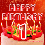 Delicate Birthday Cake With Red Candles GIF - Happy 1st Birthday