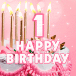 Pretty Birthday Cake With Pink Decor GIF - Happy 1st Birthday