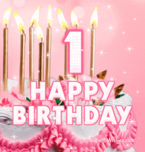 Pretty Birthday Cake With Pink Decor GIF - Happy 1st Birthday