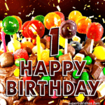 Birthday Cake With Chocolate Frosting GIF - Happy 1st Birthday