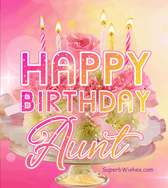 Pink Floral Birthday Cake GIF - Happy Birthday, Aunt