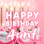 Pretty Birthday Cake With Pink Decor GIF - Happy Birthday, Aunt