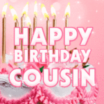 Pretty Birthday Cake With Pink Decor GIF - Happy Birthday, Cousin