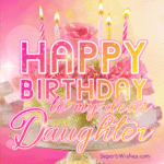 Pink Floral Birthday Cake GIF - Happy Birthday, Daughter