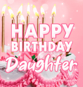 Pretty Birthday Cake With Pink Decor GIF - Happy Birthday, Daughter