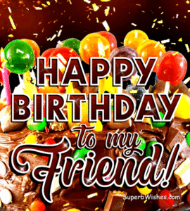 Birthday Cake With Chocolate Frosting GIF - Happy Birthday, Friend!